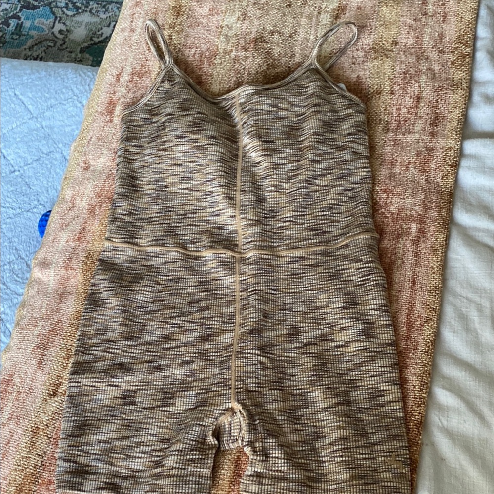 Brown Knit Sleeveless Romper